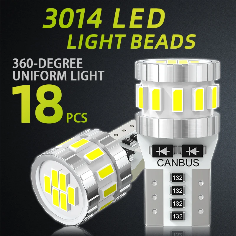 Jiachi 2 قطعة لا القطبية CANBUS LED T10 3014Chip-18W ضوء لمبة 6000K 12 فولت سيارة القراءة مصباح لوحة ترخيص ضوء أداة مصباح الأبيض #2