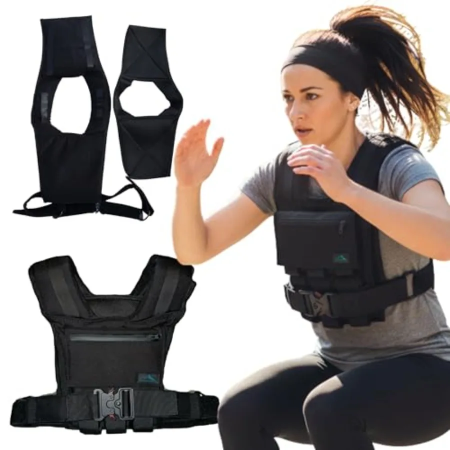 

Adjustable Weighted Vest with Removable Iron Bars - 26lb for Men Women Washable Liner Cobra Style Buckle 1000D Polyester Fitnes
