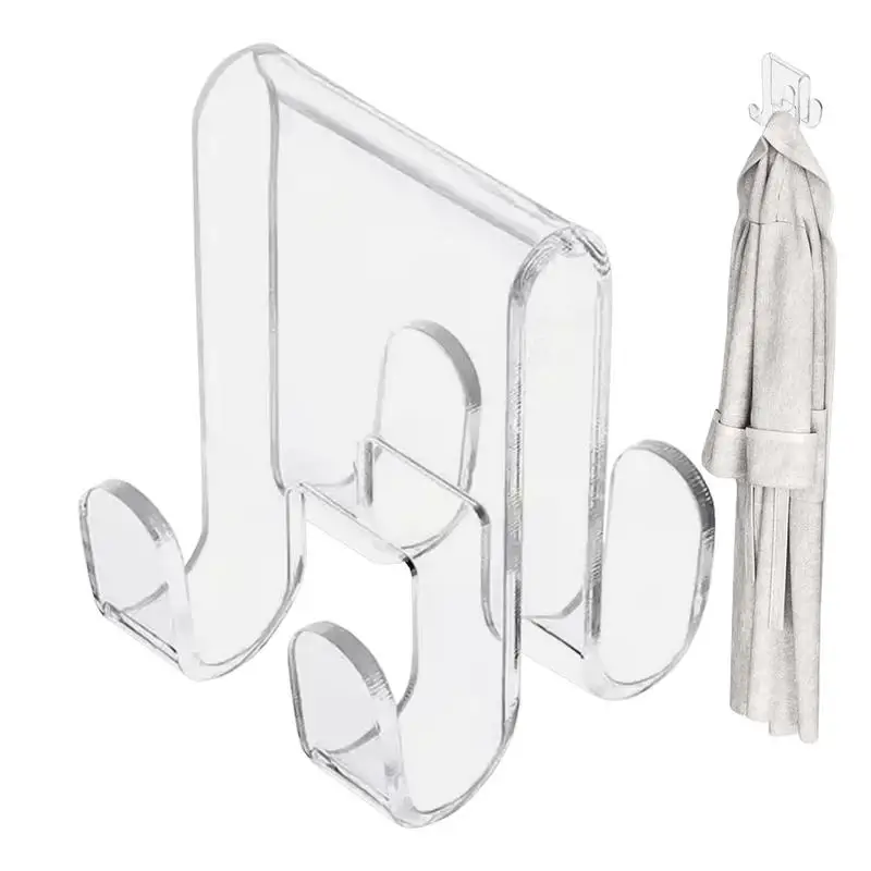 Shower Towel Hooks For Glass Bathrobe Hanger Bathroom Hooks Transparent Towel Hooks Door Hanger Punch-Free Storage Tool