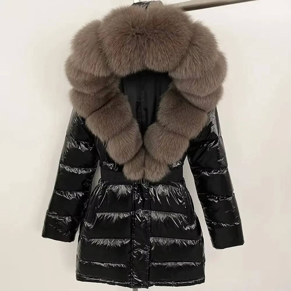 Natural Raccoon Fur Jacket Hooded Thick Warm Duck Down Jacket Women Winter Real Fox Fur Collar Streetwear Outerwear Detachable