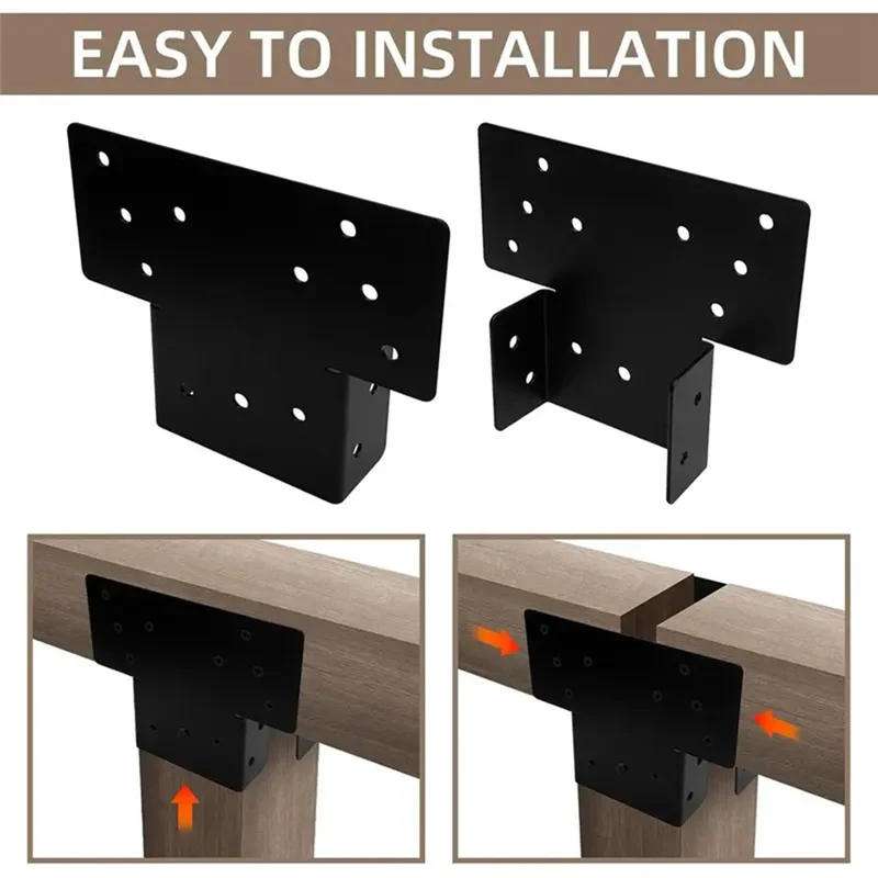 

A98E-4Pcs Pergola Brackets Heavy Duty T-Angle Corner For Extension Post Gazebos For Extension Post Gazebos, Patio, Pergolas