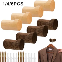 1/4/6PCS Natural Wooden Wall Mounted Coat Hooks Minimalist Hat Hanger Pegs For Hanging Towel Cap Bag Home Entryway Decoration