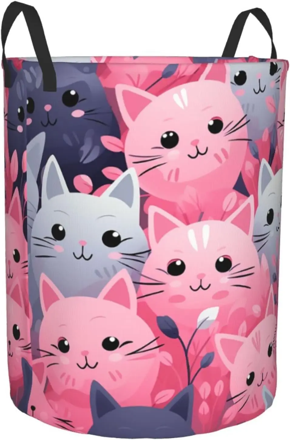 Large Laundry Hamper Pink Cat Laundry Basket With Handles Freestanding Waterproof Clothes Hamper For Laundry Room Bedroom