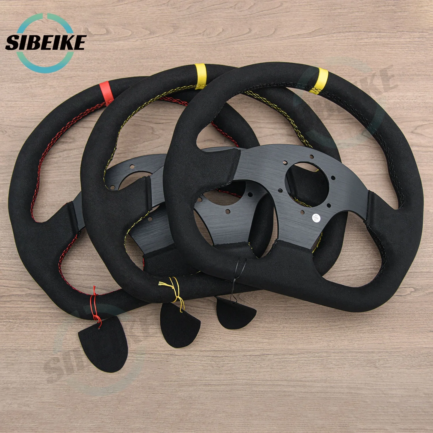 JDM 320mm Suede Leather Steering Wheel Flat Dish Modified Racing Sports Steering Wheel