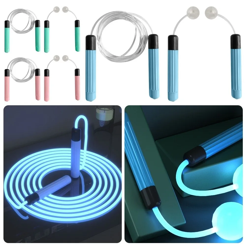 

PU LED Luminous Jump Rope Bright Dazzling Light Fluorescent Skipping Rope Adjustable Length Glowing Jump Cords Adults Exercise