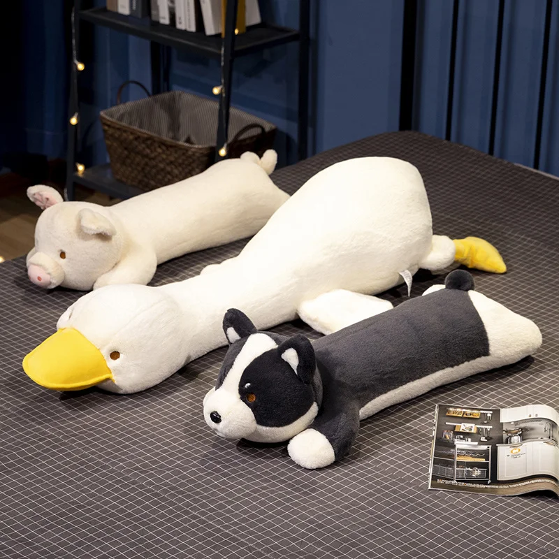 

70-100cm Lovely Dark Series Husky Plush Long Pillow Toy Cartoon Stuffed Animals Bunny Pig Penguin Soft Sofa Cushion Doll Gifts