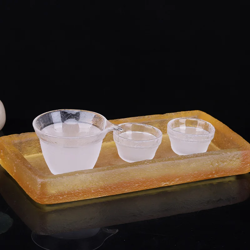 Glass Set Daji Hemp Pattern Dry Run Tray New Chinese Style Tea Ceremony Crafts Own Manufacturer