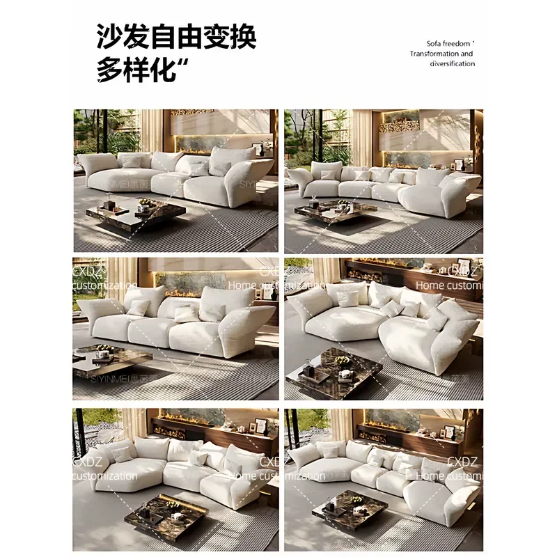 Removable Washable Petal Sofa L Shape Corner Chenille Fabric Sectional Sofa Set for Living Room Villa Apartment Light Luxury