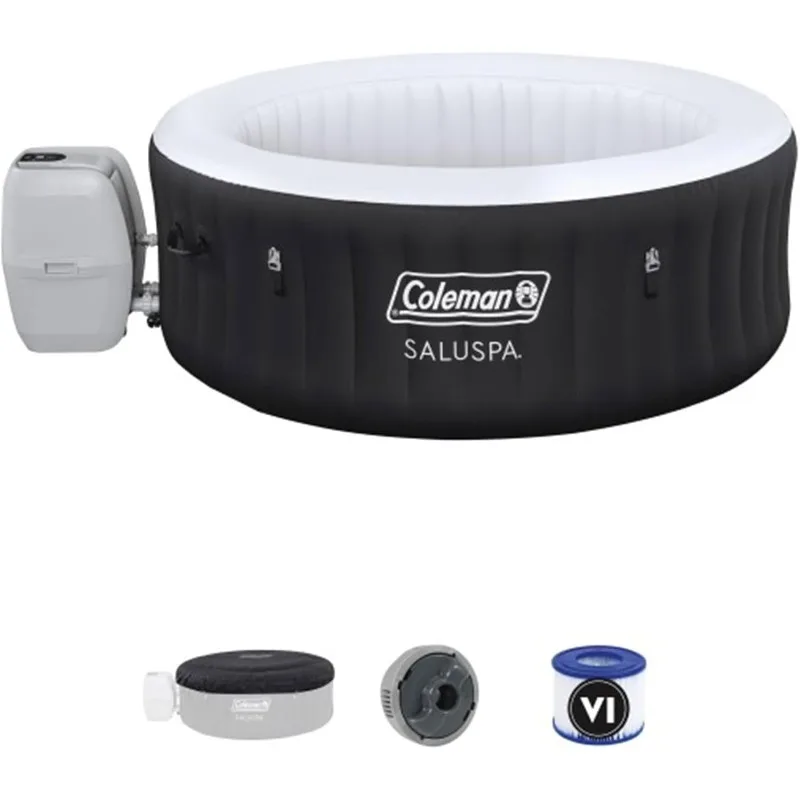 Coleman SaluSpa Miami AirJet 2 to 4 Person Round Inflatable Hot Tub Portable Outdoor Spa with 60 Soothing AirJets