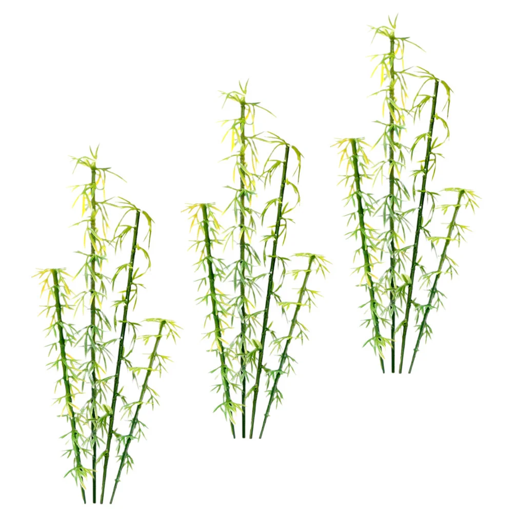 12 Pcs Artificial Bamboo Trees for Outdoor 10cm Fake Indoor Abs Green Scenery Landscape Model