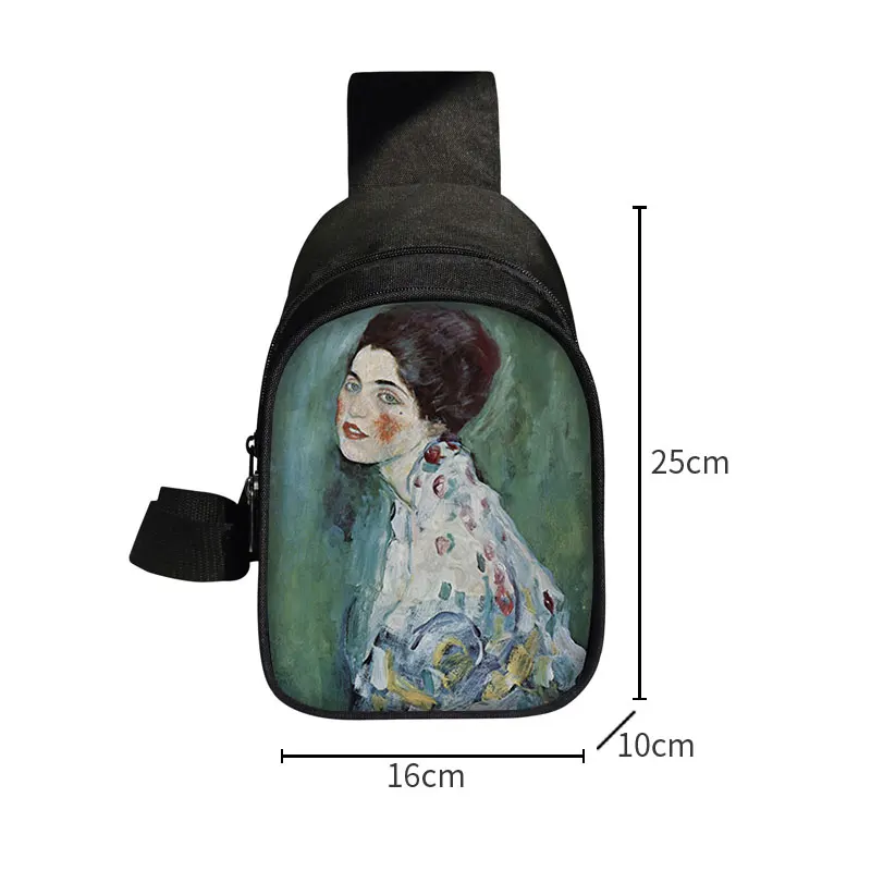 Oil Painting By Gustav Klimt Print Chest Bag Kiss / Tears Crossbody Bags for Travel Purse Phone Holder Vintage Shoulder Bag