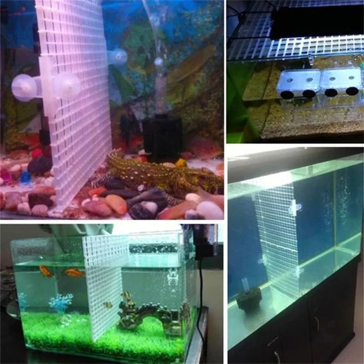30x15cm Aquarium Multi Function Grid Plate Fish Tank Bottom Filter Grid 1cm Mesh Fish Isolation Board Decoration Stone Pad 2Pcs