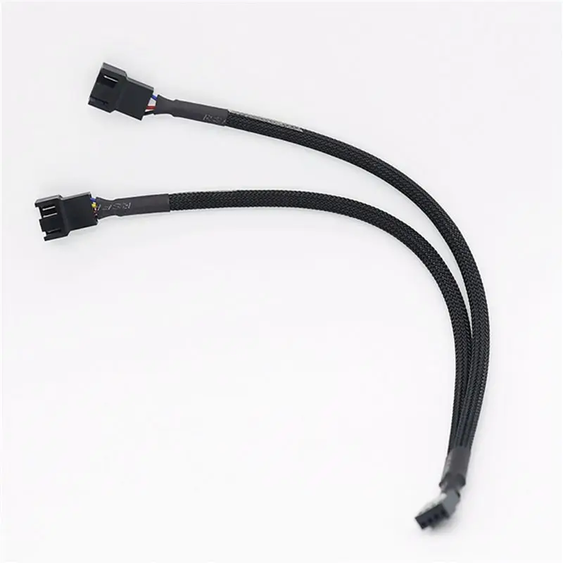 ABRI-20X 1 To 2 Way Braided Cable Y Splitter 3/4 Pin PWM Male Connector Fan Computer PC Fan Extension Adapter Cable