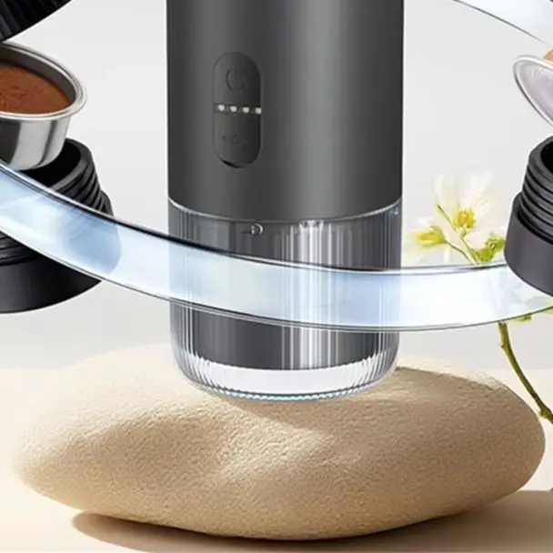 

USB Rechargeable Portable Espresso Machine 20 Bar Pressure ABS Coffee Maker With Coffee Grinding Cup For Camping And Travel