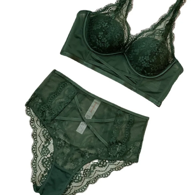 high quality sexy women bras and brief set push up lace B C D cup comfortable wire summer lingerie underwear black white beige