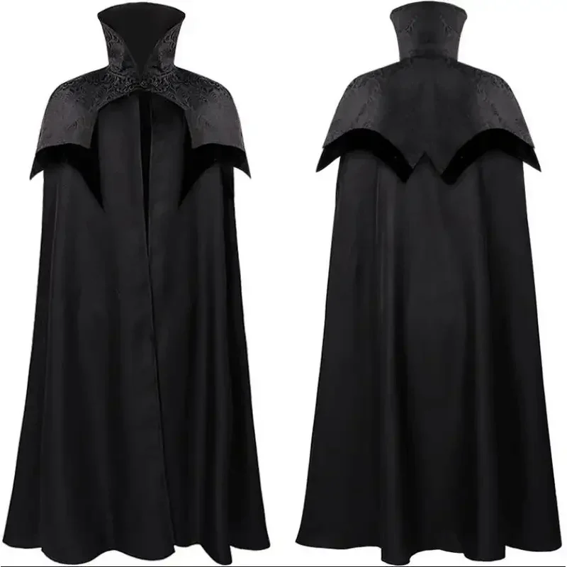 Cosplay de Halloween hombre Medieval Steampunk Noble gótico capa larga dobladillo grande capa de vampiro Poncho Darcula vestido de carnaval fiesta