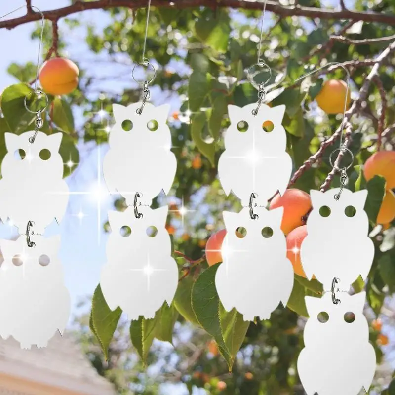 

8Pcs Bird Repellent Reflective Rods Acrylic Highly Reflective Owl Bird Scare Wind Spiral Rotating Rod Hanging Ornament for Home