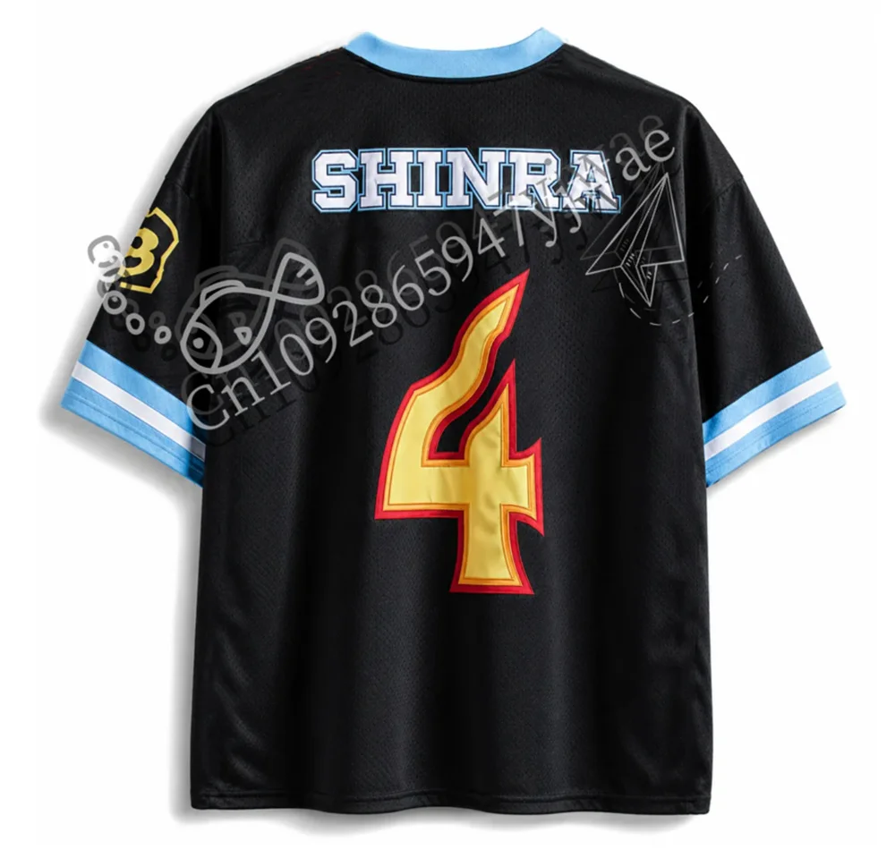Fire Force Anime Shinra Kusakabe football Jersey V-Neck Fashion Streetwear Sport T Shirt Fan Tee Summer Men Women T-shirts