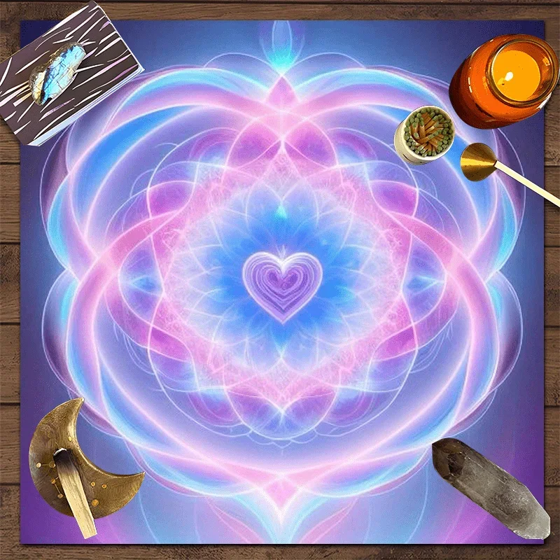 Mandala Tarot Table Cloth Light Energy Healing Altar Cloth Heart Wheel Meditation Divination Mat