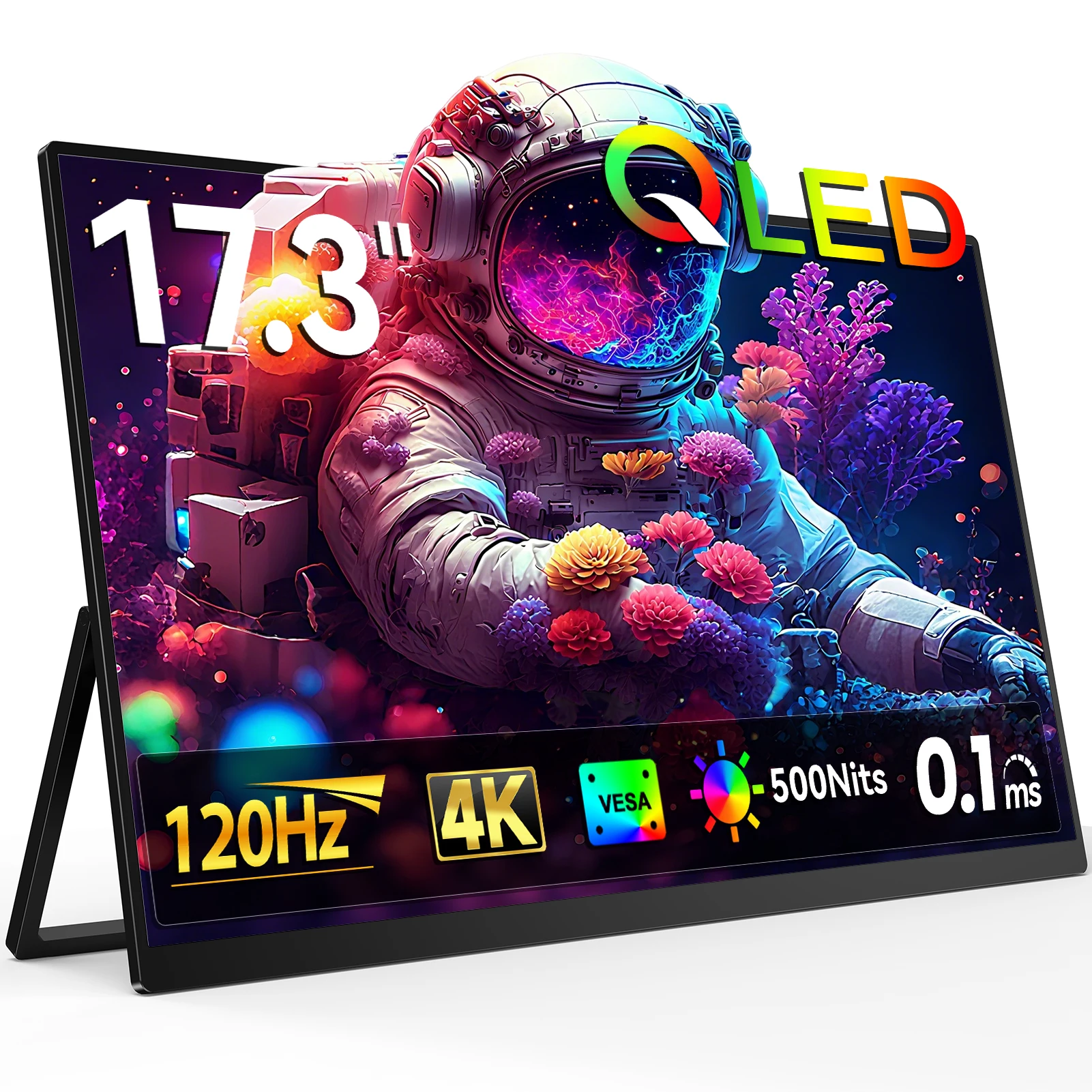 

UPERFECT 17.3 Inch 4K 120Hz Portable Monitor 3840*2160P 100%DCI-P3 400Nit HDR FreeSync 1MS IPS Screen Game Display For Laptop