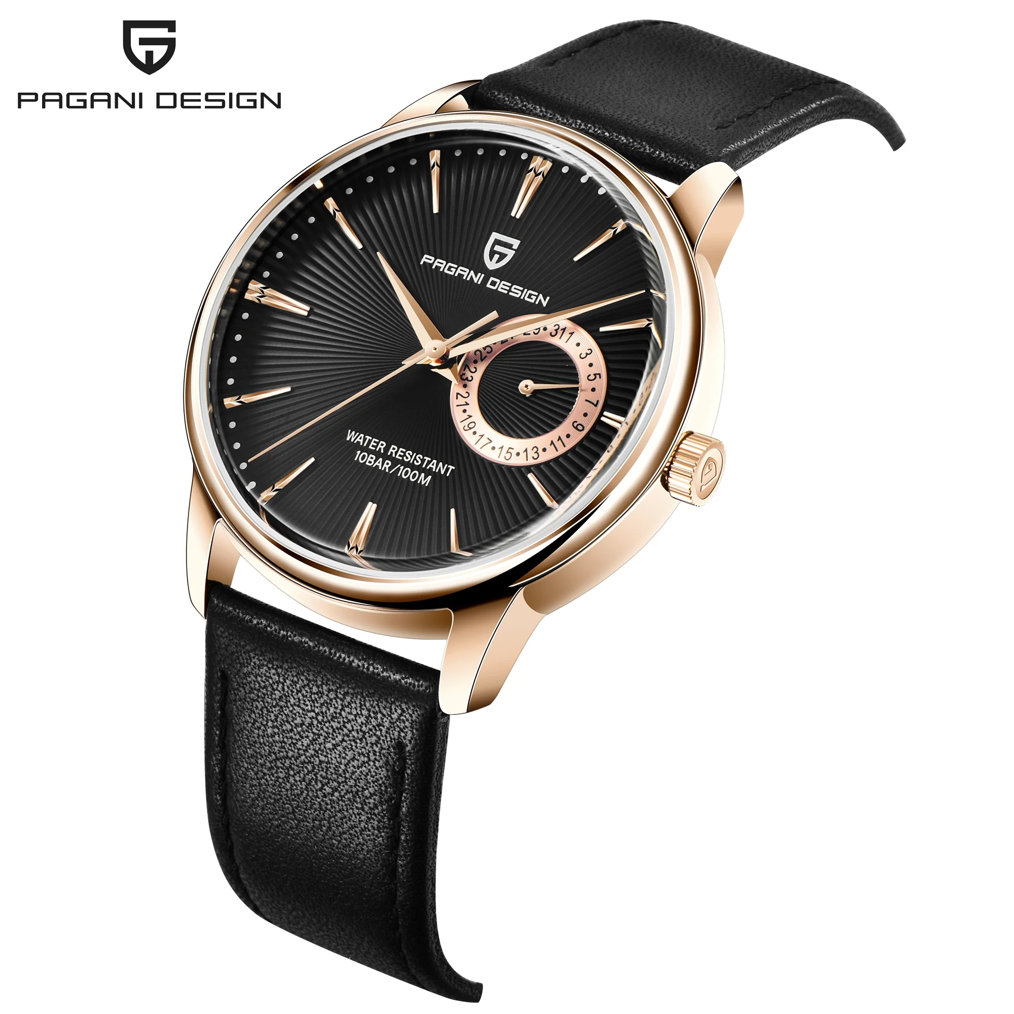 PAGANI DESIGN PD-1654 Men's Luxury Dress Watch Japan VH65 Quartz Movement Leather Strap 40mm Business Wristwatch 30M Waterproof - view 3