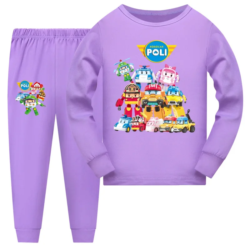 AIAI 2025RobocarPoli Pajama Set Kids Clothes Girls Tracksuit Teenage Boys Long Sleeve T Shirt+Pants Suit Sleepwear or Homew view 5
