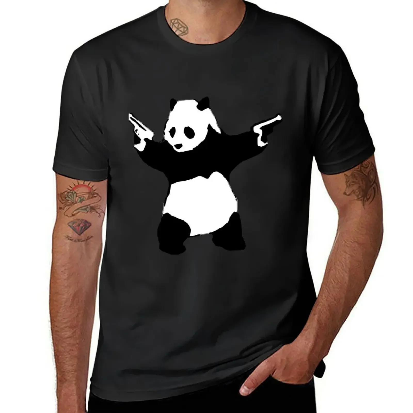 Bansky panda T-Shirt rapper graphic tees designer shirts T-shirts for men cotton