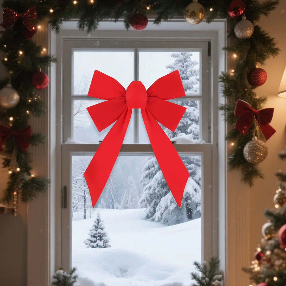 Подвеска-с-бантом-ручной-работы-удобный-красный-бант-украшение-с-флокирующимся-бантом-яркое-украшение-для-рождественской-елки-для-магазина-дня-рождения-дома