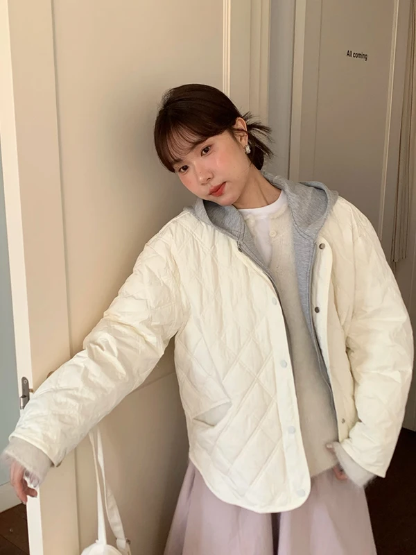 

Корейский бренд, большие размеры, толстовка с капюшоном и ромбовидной строчкой, куртка со съемной кепкой, зимнее хлопковое пальто, художественное свободное длинное пальто...