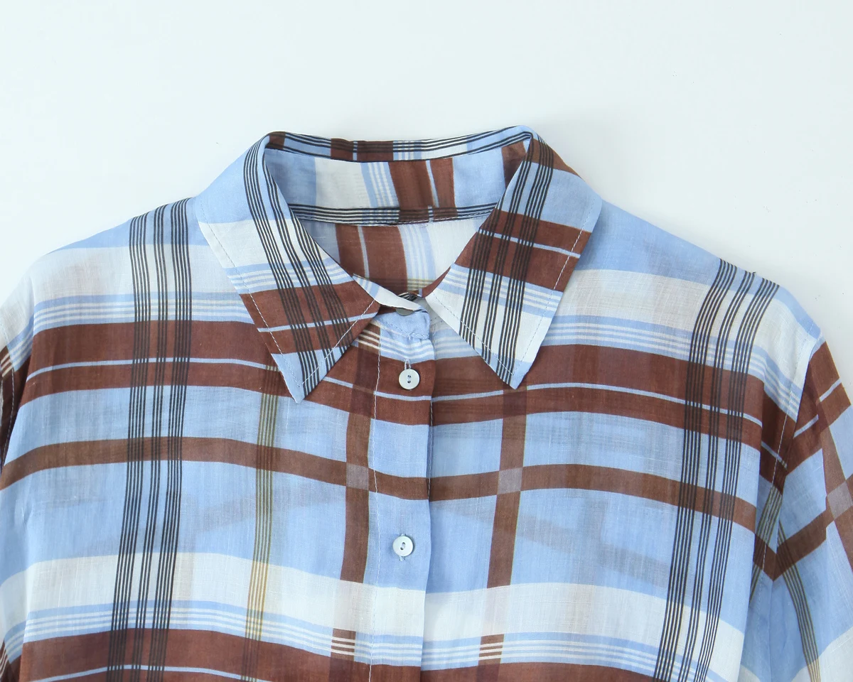 KONDALA Frauen Casual Chic Kleid Kariertes Hemd Stil Taille Spitze-up Midi Kleid 2025, Frühling Herbst Mode Elegante Vintage dame Kleid