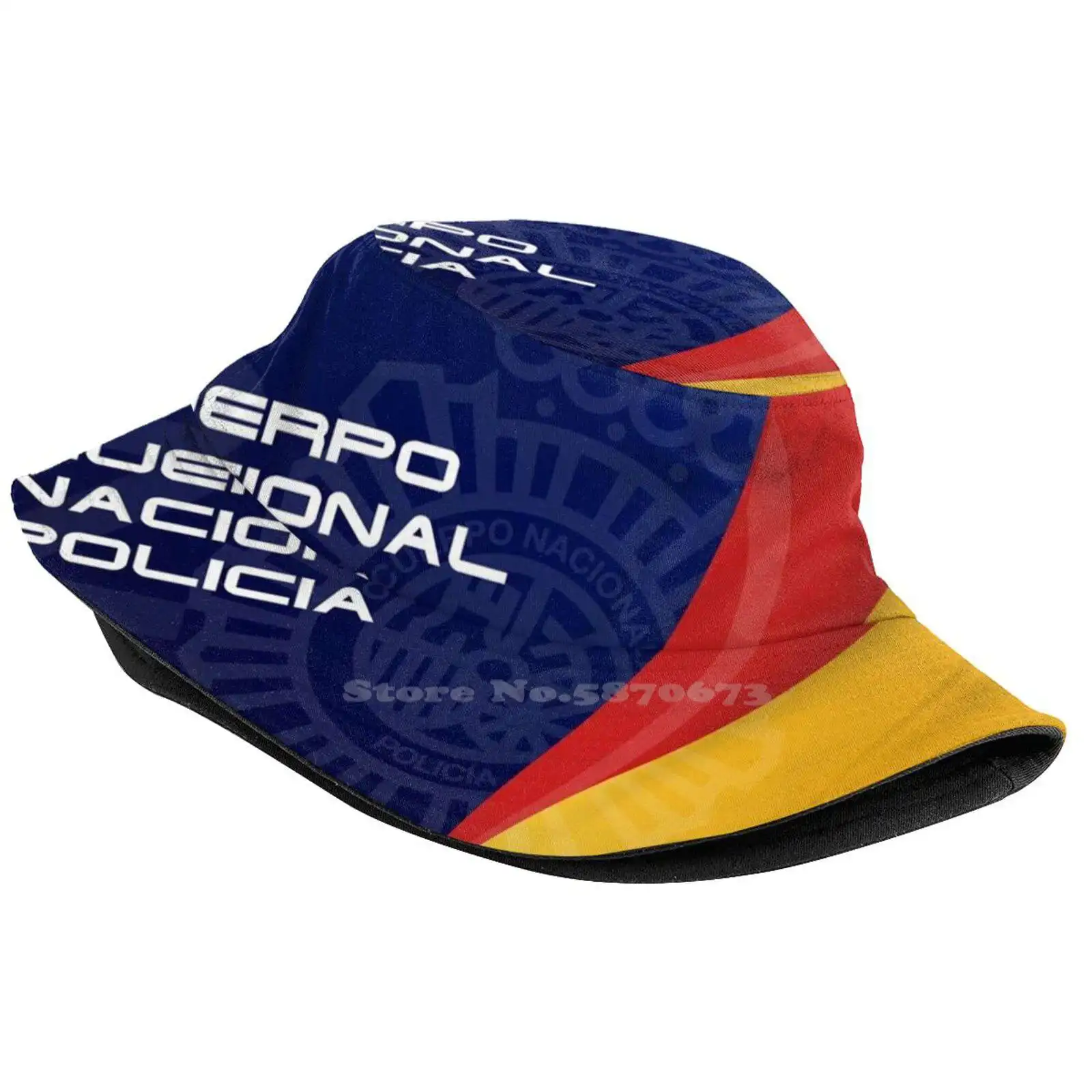 Policeman Print Bucket Hats Sun Cap Cnp Police Security Forces National Spanish Flag Spain Cops Blue Blood Serve And Protect