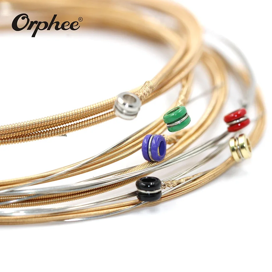 Orphee High Quality QA Series Medium Super Light Extra Light Acoustic Guitar Strings 85/15 Bronze Color End-Ball