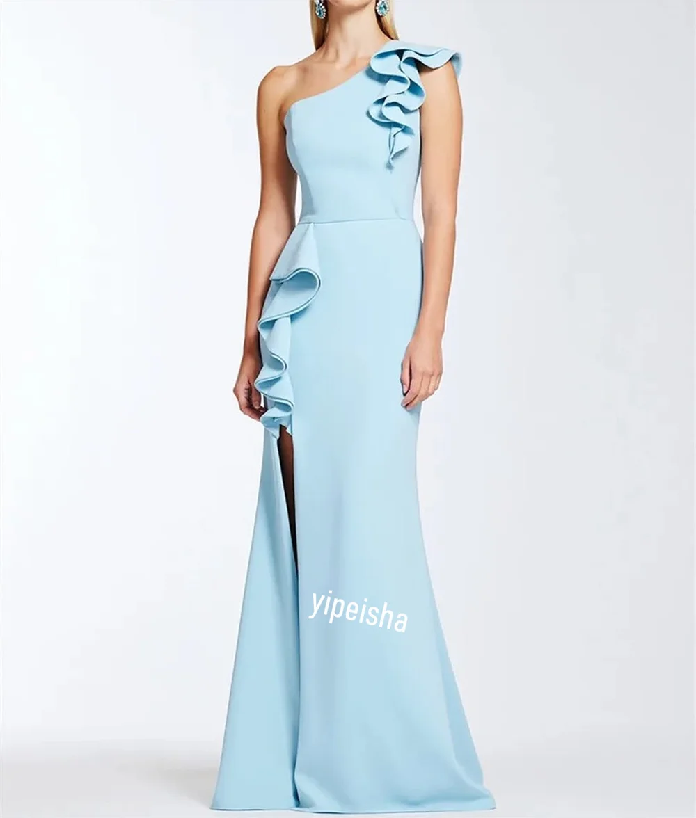 Evening Prom Dress Ball  Saudi Arabia  Satin Pleat Party A-line One-shoulder Bespoke Occasion Gown Long es