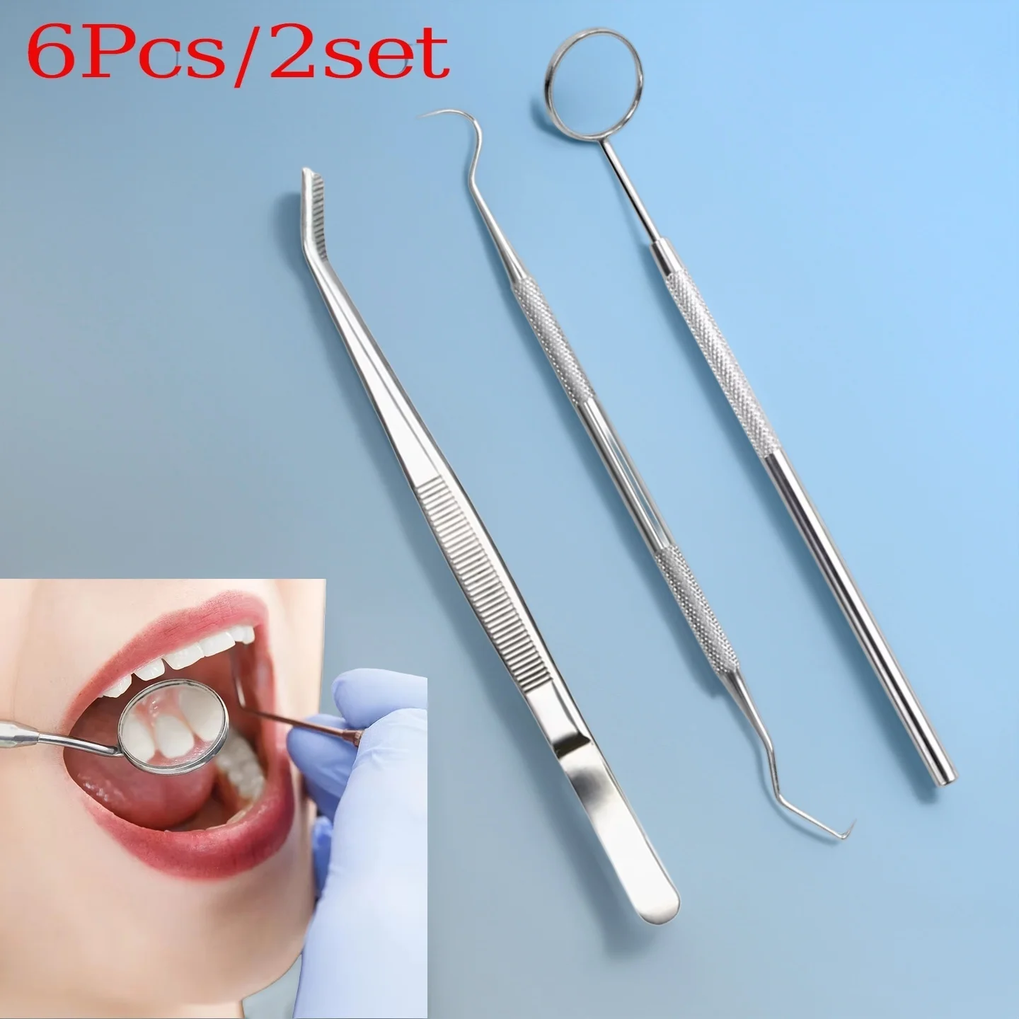

6pcs/2set Dentist Hygiene Sickle Shape Scraper Dental Tartar Scaler Calculus Plaque Remover Teeth Cleaning Oral Care