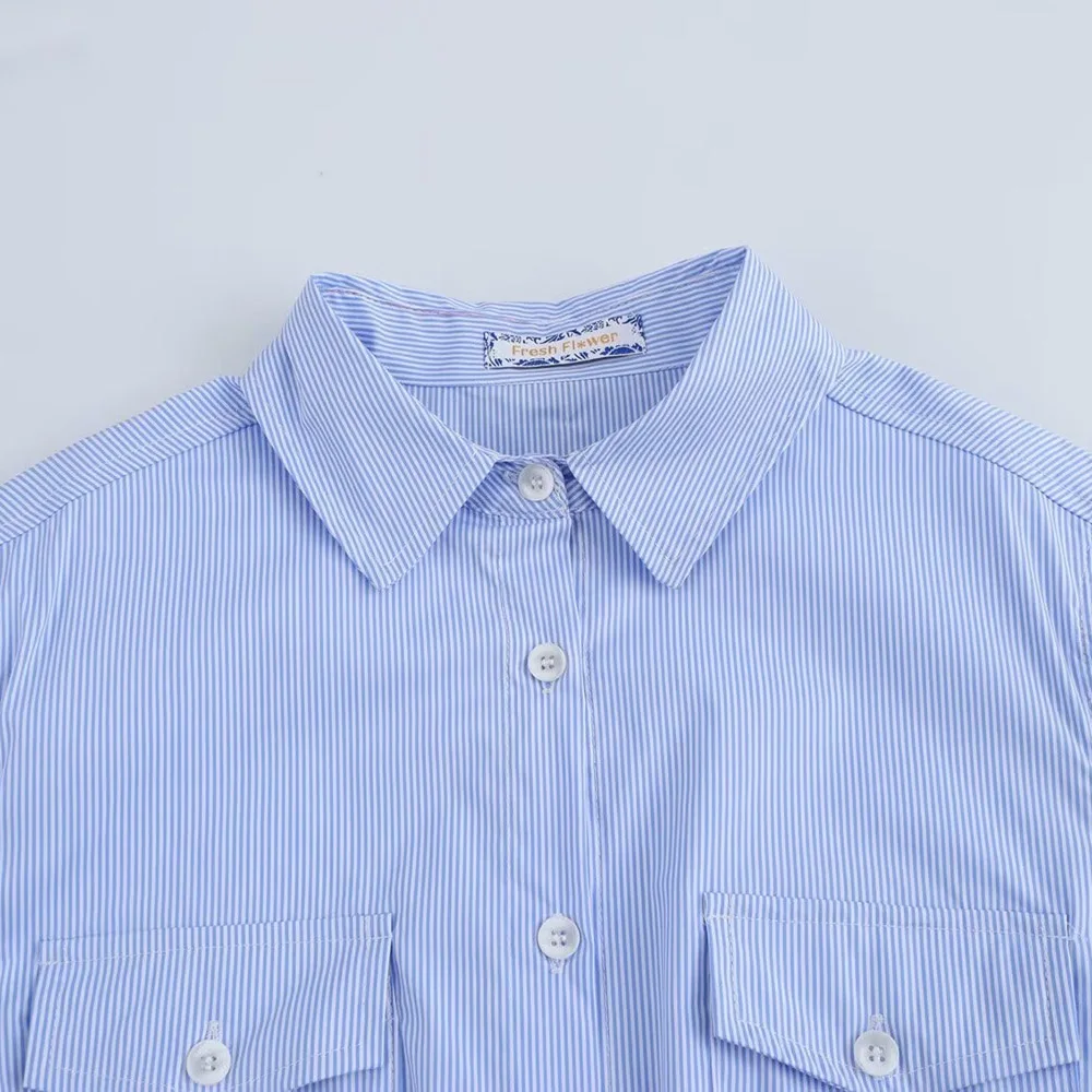 Sukienki 2025 Women Summer Fashion Long Sleeve Mid Dress Casual Loose Elegant Lace Up Stripe Design Office Women Shirt Dresses ﻿