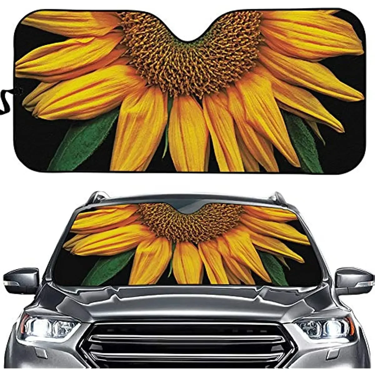 Car Windshield Sun Shade,Sunflowers Printing Retractable Sun Shade Sunshade to Keep Your Vehicle Cool and Damage Free,UV