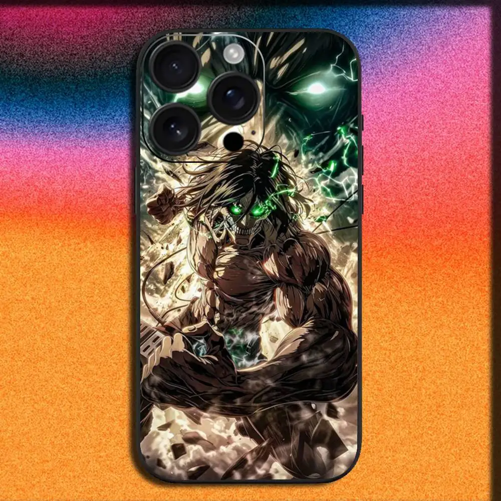 حافظة هاتف A-Attack on T-Titan Anime لهاتف iPhone 17,16,15,14,13,12,11,Pro,Max,Plus,E,SE4,Air,Mini Black Cover #5