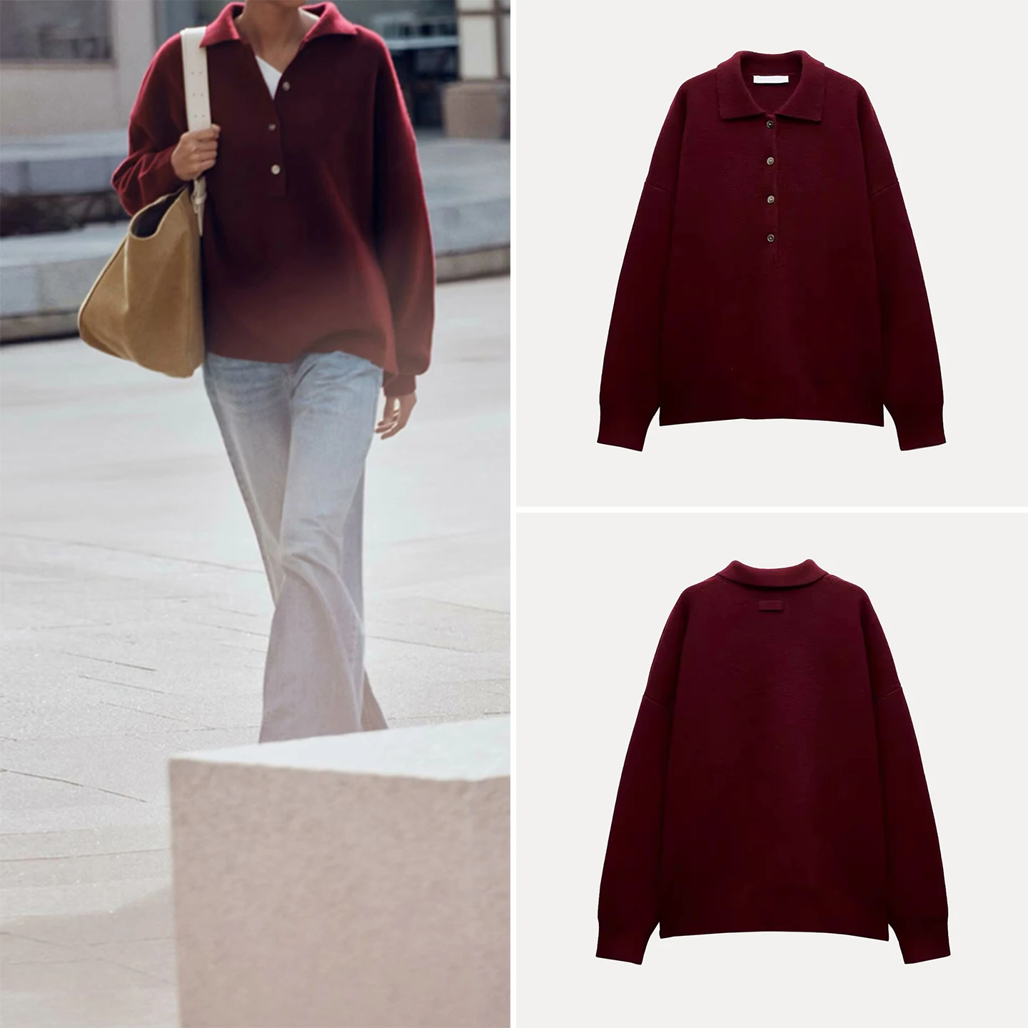 

Loose Long Sve Women's Sle Sweater irt Autumn New Arrival Comfortable Warmth Single Button Closure Color