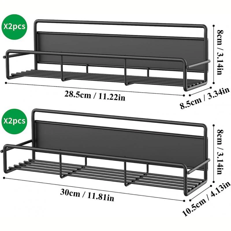 Magnetic Spice Rack Organizer for Refrigerator and Microwave Oven Metal Fridge Shelf for Kitchen