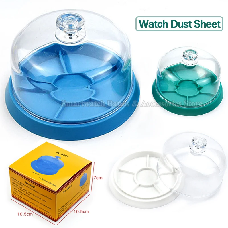 6-Slots-Uhrenstaubblatt mit Box für Uhrmacher, Uhrwerk, Staubschutz, Uhrenteile, Halter, Tablett, Teile, Schutz, Zubehör