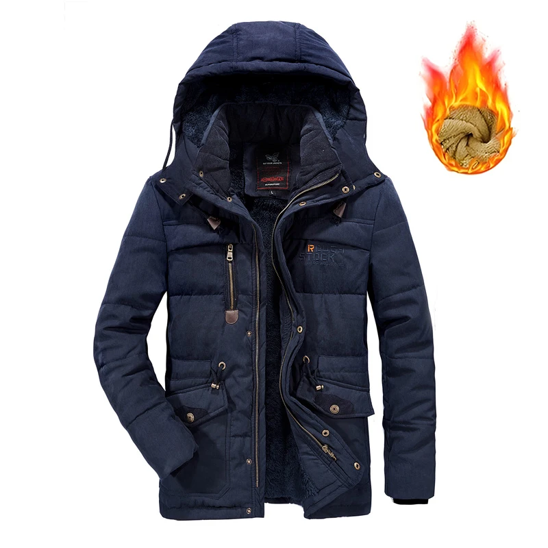 Winter Men Fleece Thick Outdoor Cargo Parka Men Warm Military soprabito Jacket Man cappello staccabile giacca a vento Parka Big Size 8XL