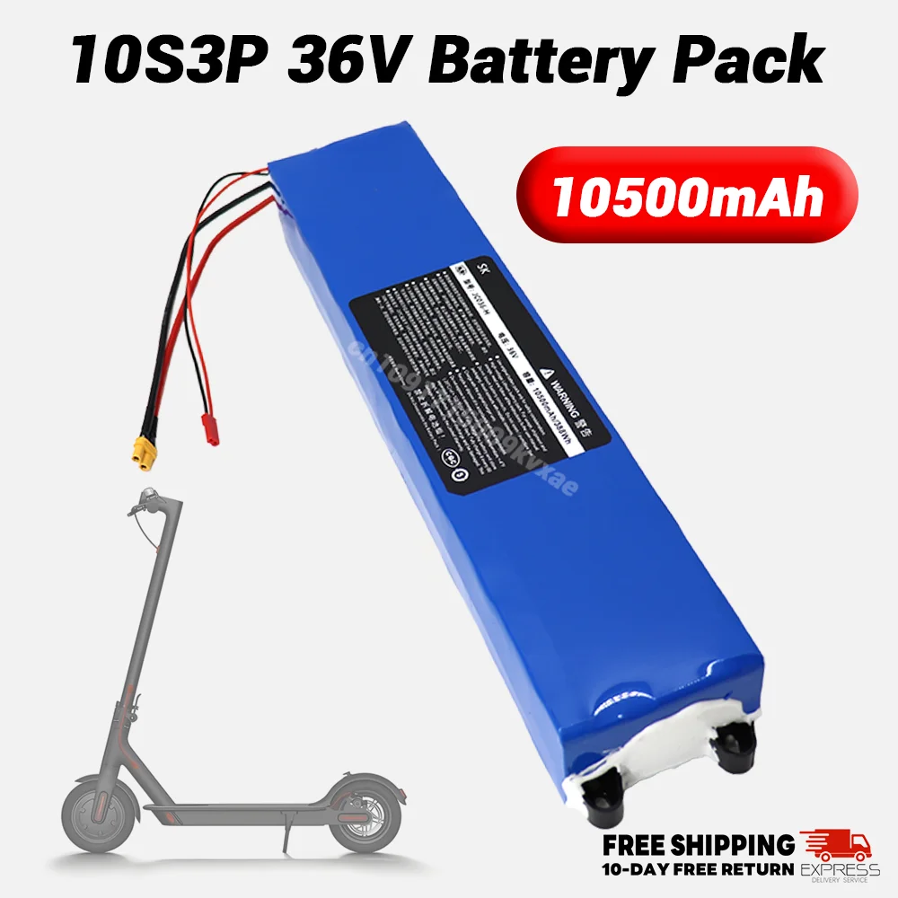 10S3P 36V Battery 10Ah 18650 lithium battery pack 10500mAh 500W Same port 42V Electric S-cooter M365 E-BK Power Battery with BMS