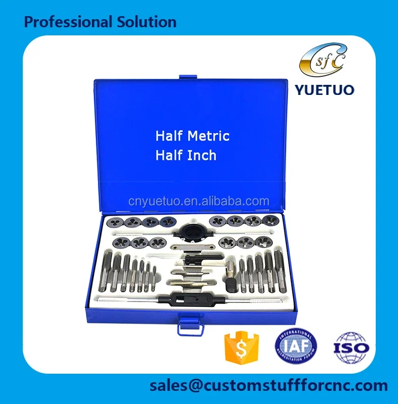 High quality 33 pcs High Speed Steel metric/inch tap and die set for handle tool