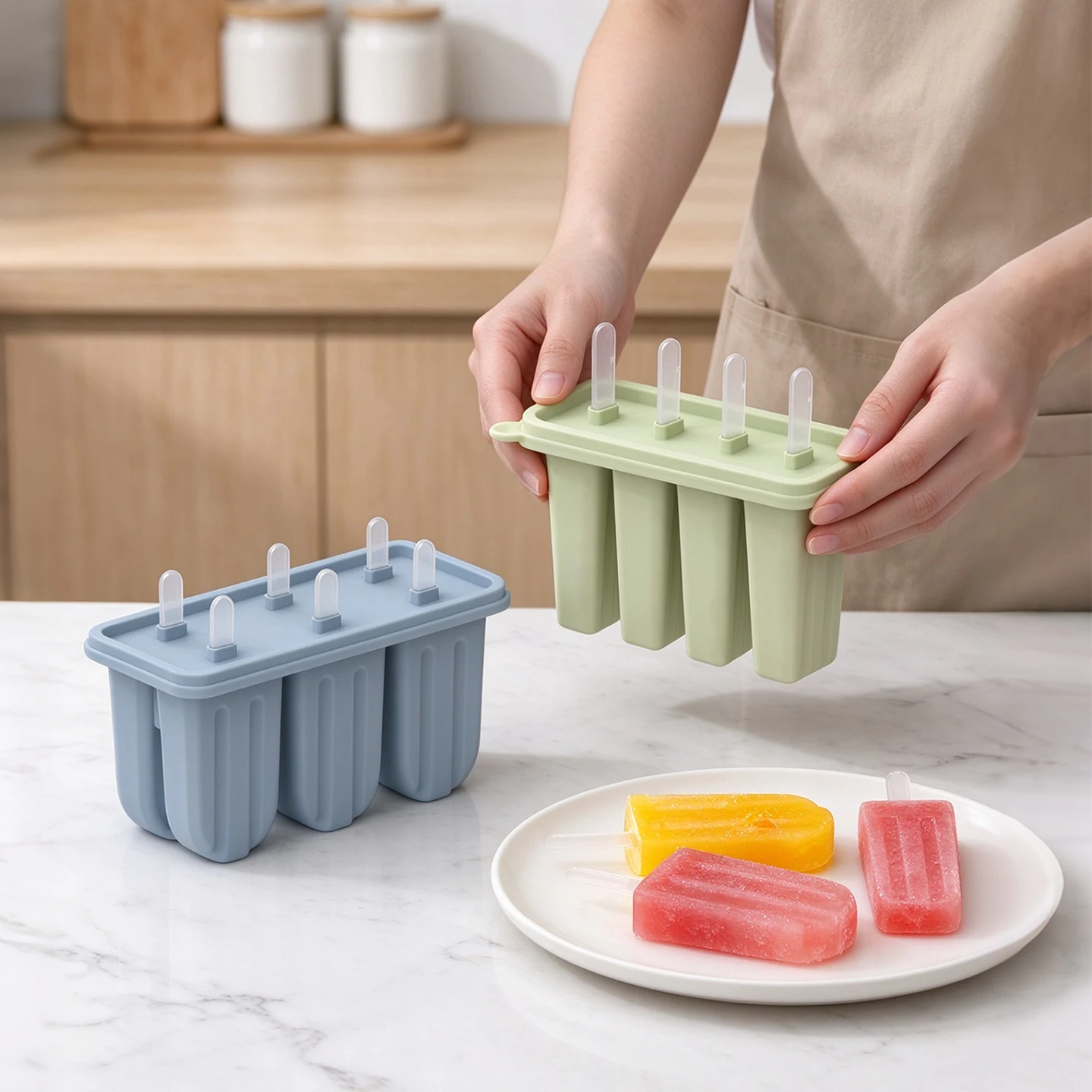 1 Set of Ice Pop Molds, Creative Ice Pop Molds, Silicone Ice Pop Molds, Ice Cream Molds, Frozen Cube of Ice Trays, Home Ice Pop
