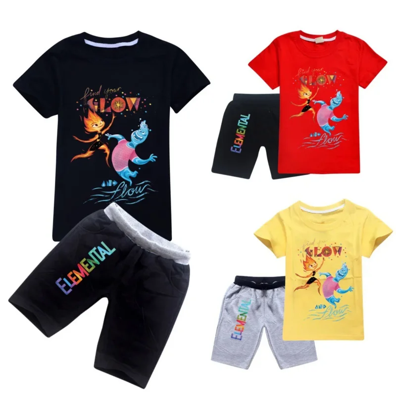 Fire Wade Wade Water Girls Boys Clothes Set Summer Kids Tshirt Pants Casual Sport Suits 2pcs Tracksuit Outfits Children's Cloth