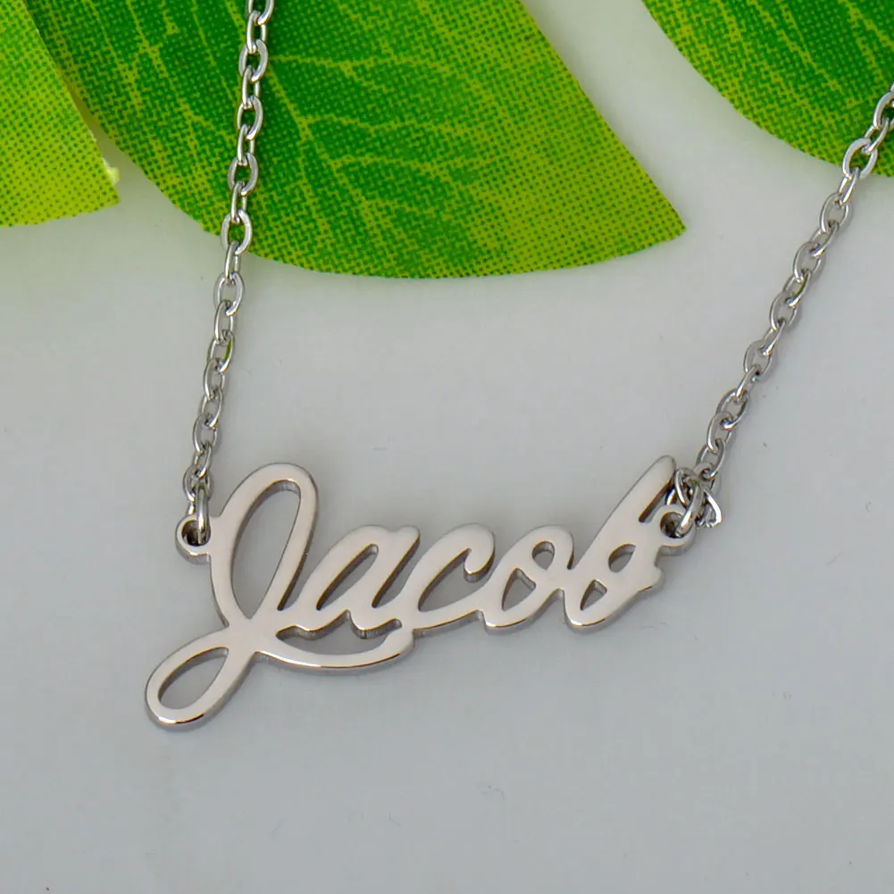 

AOLOSHOW Gold Color Jacob Name Necklace for Women Stainless Steel Personalized Pendant Collar Letters Choker Jewelry