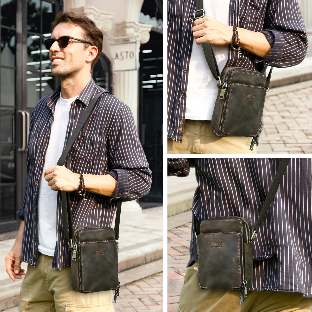 Vintage Genuine Leather Men Shoulder Crossbody Bags Luxury design Handbag Messenger Phone Cards Bag Tote Travel Men Daily Bag