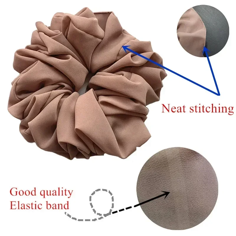 Big Size Chiffon Scrunchies For Muslim Women Custom Elastic Volumizing Oversized Neat stitching Malaysian Bunch Hair Tie - Image 6