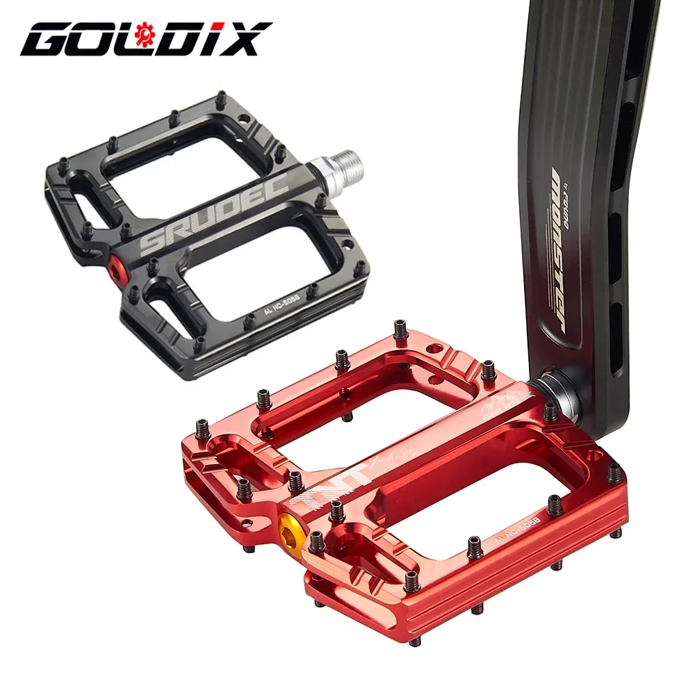 GOLDIX High-strength 3pcs Sealed Bearing Mountain Bike Pedal CNC Aluminum alloy hollow Large Area Anti Slip Bicycle Pedal