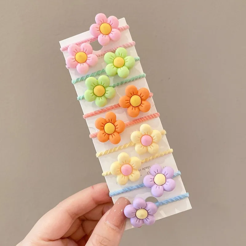 10pcs 2cm Children\'s Hair Accessories Cute Headband Summer New Style Small Rubber Band Baby Hoop Volume Less Thumb Hoop Rope